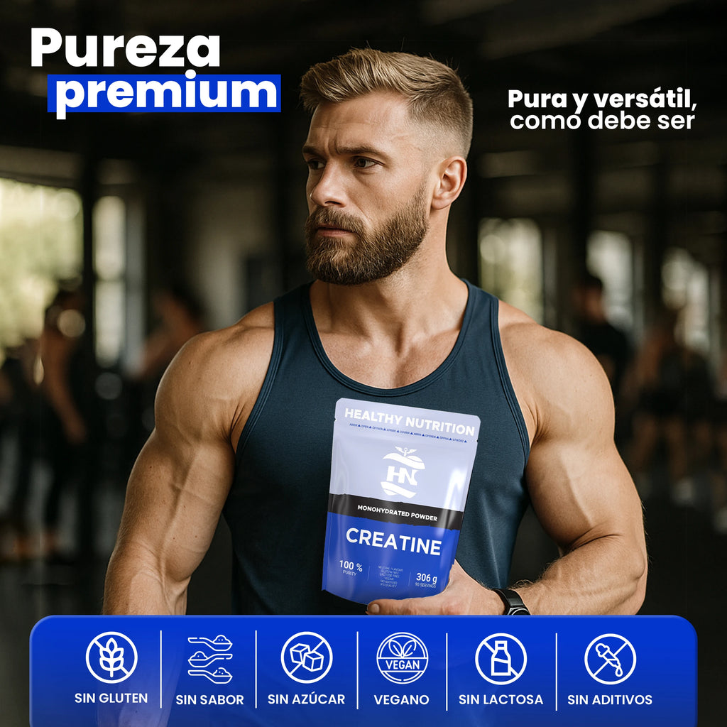 Creatine monohydrate powder 306g (90 doses) - pure creatine without flavor - sports supplement for muscle mass - without additives or allergens